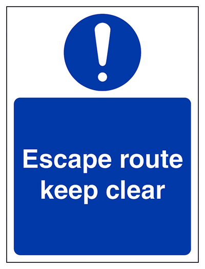 Escape Route Keep Clear Portrait