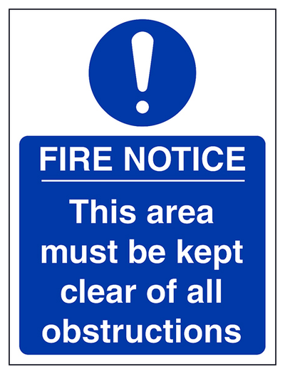 Fire Notice This Area Must Be Clear