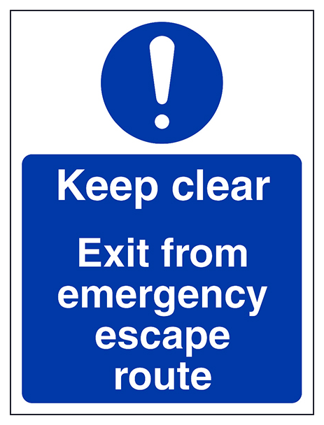 Keep Clear Exit Emergency Escape Portrait