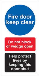 Fire Door Keep Clear / Do Not Block / Help Protect Lives