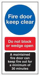 Fire Door Keep Clear / Do Not Block / A Maintained Door