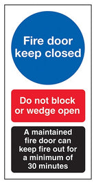 Fire Door Keep Closed / Do Not Block / A Maintained Door
