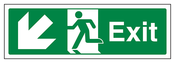 Exit Arrow Down And Left Landscape