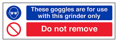 Goggles For Use With Grinder Do Not Remove