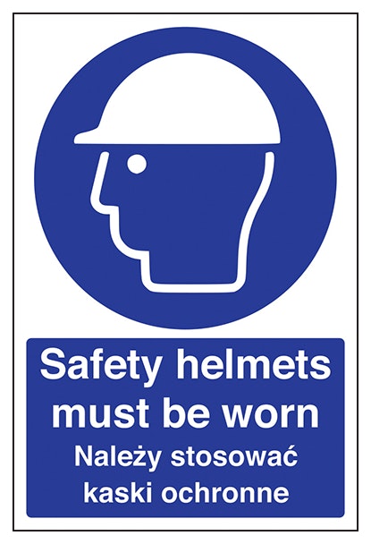 English Polish Safety Helmets Must Be Worn