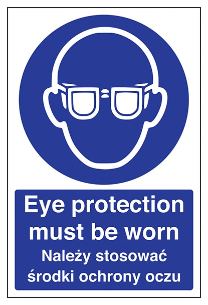 English Polish Eye Protection Must Be Worn