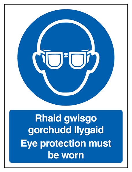 Welsh English Eye Protection Must Be Worn