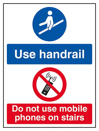 Use Handrail Do Not Use Mobile Phones On Stairs
