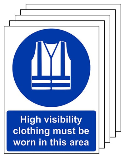 5-Pack High Vis Must Be Worn Signs
