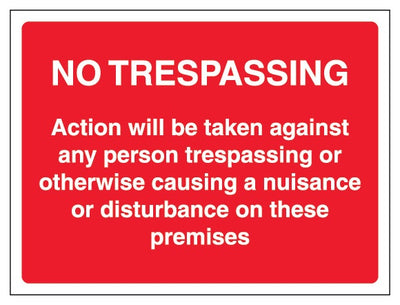 No Trespassing Action Will Be Taken On These Premises Red Landscape