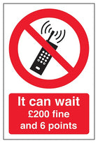 It Can Wait Mobile Phone £200 Fine And 6 Points - Portrait