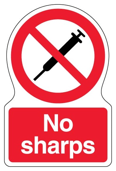 No Sharps Shaped Sign