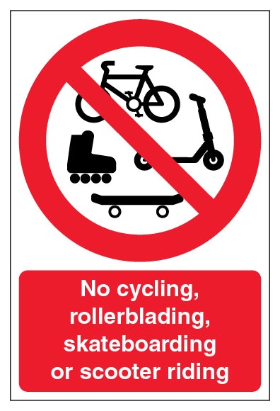 No Cycling Rollerblading Skateboarding Or Scooter Riding Portrait