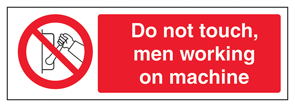Do Not Touch Men Working On Machine Landscape