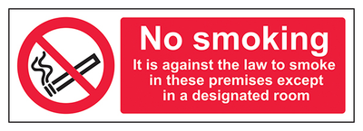 No Smoking Except In Designated Room Landscape