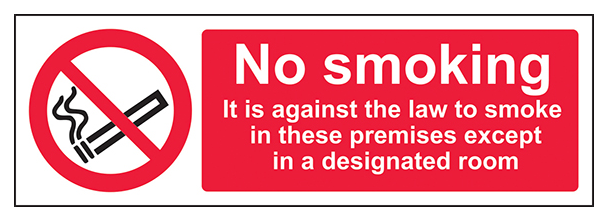 No Smoking Except In Designated Room Landscape