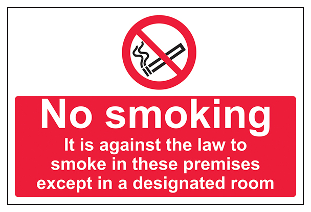 No Smoking In These Premises Except In A Designated Room