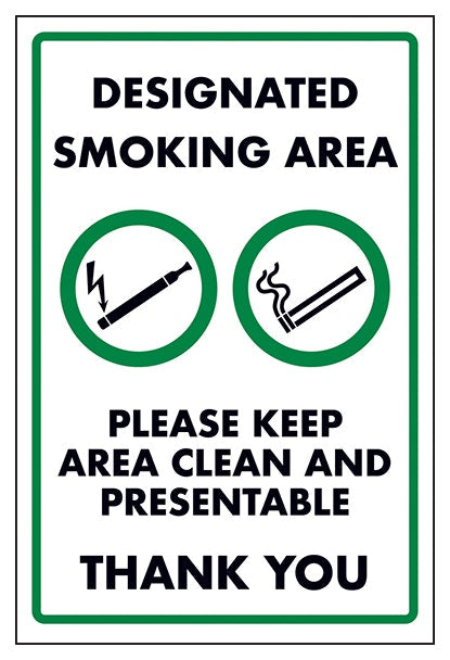 Designated Smoking Area Please Keep Area Clean And Present
