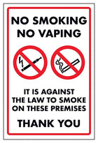 No Smoking No Vaping It Is Against The Law To Smoke On These...