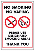 No Smoking No Vaping Please Use Designated Smoking Areas Thank...