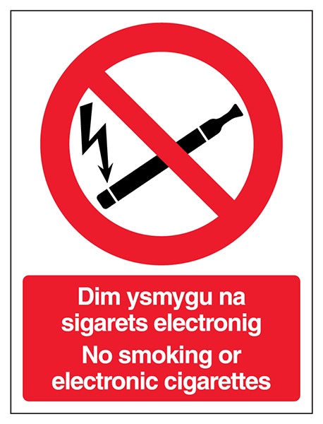 Welsh English No Smoking Or Electronic Cigarettes