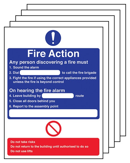5 Pack Fire Action Any Person Discovering A Fire