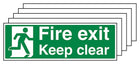 5-Pack GITD Fire Exit Keep Clear With Man