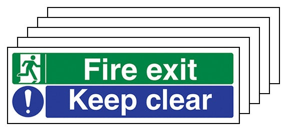 5 Pack Fire Exit Keep Clear