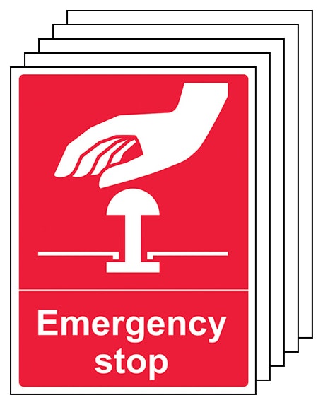 5 Pack Emergency Stop Red