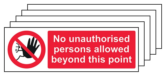 5 Pack No Unauthorised Persons Landscape