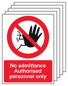 5-Pack Authorised Personnel Only - Portrait