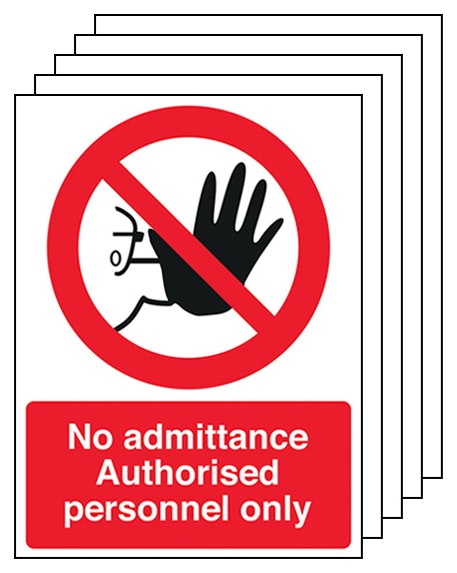5 Pack Authorised Personnel Only Portrait