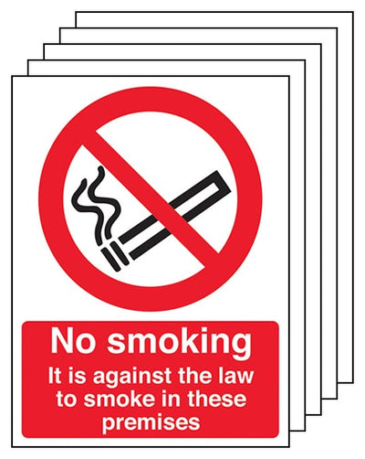 5 Pack No Smoking In These Premises Portrait