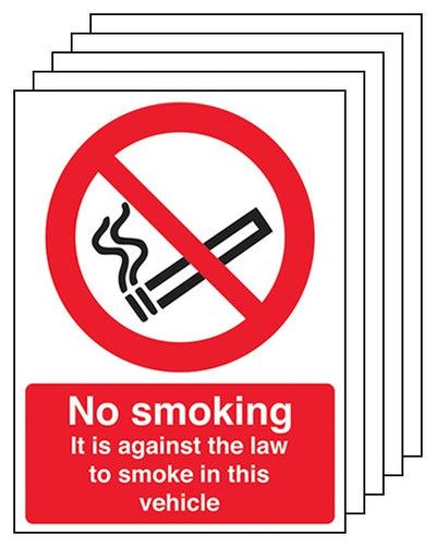 5 Pack No Smoking Vehicle Sticker