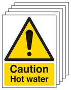 5-Pack Caution Hot Water - Portrait