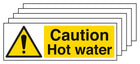 5-Pack Caution Hot Water - Landscape