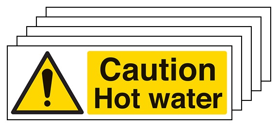 5 Pack Caution Hot Water Landscape