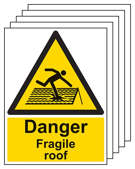 5 Pack Danger Fragile Roof Portrait