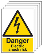 5-Pack Danger Electric Shock Risk - Portrait