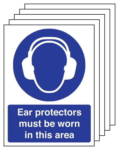 5Pk Ear Protectors Must Be Worn Portrait