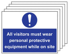 5PK - All Visitors Must Wear PPE - Large Landscape