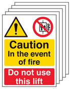 5PK - Caution In The Event Of Fire Do Not Use This Lift - Portrait