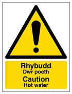 Welsh/English - Caution Hot Water