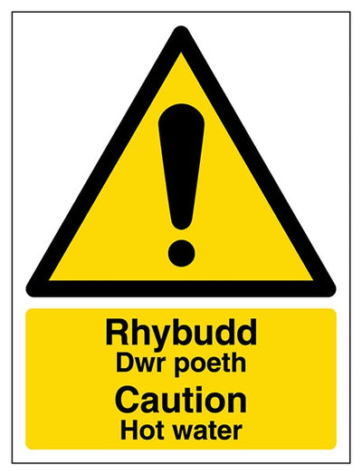 Welsh English Caution Hot Water