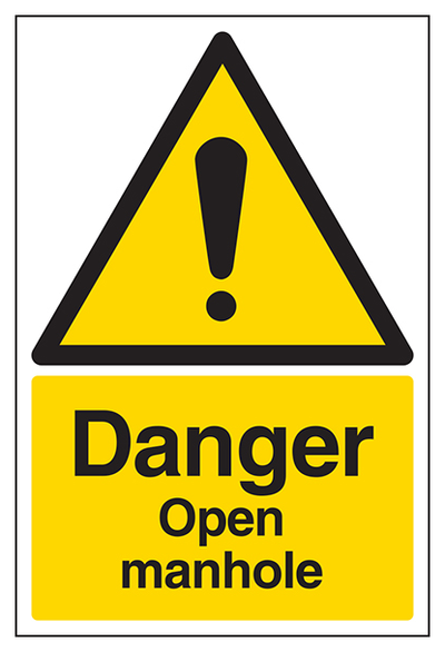 Danger Open Manhole Portrait