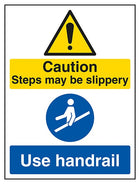 Caution Steps May Be Slippery / Use Handrail