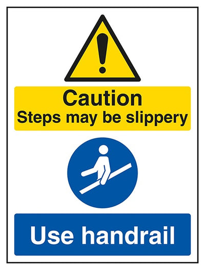 Caution Steps May Be Slippery Use Handrail