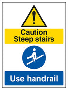 Caution Steep Stairs / Use Handrail