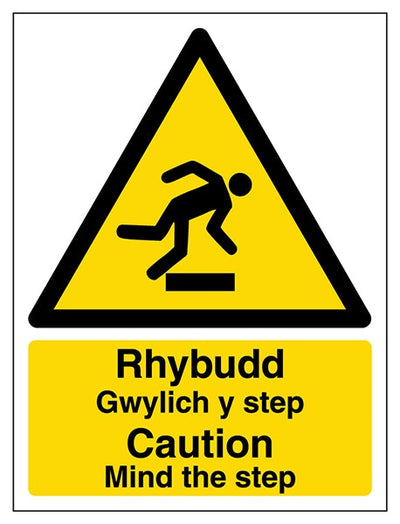 Welsh English Caution Mind The Step Portrait