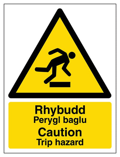 Welsh English Caution Trip Hazard